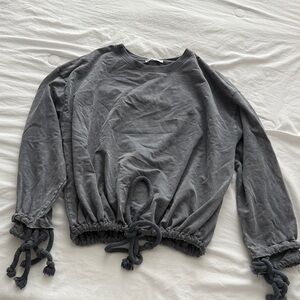 Light wash Gray Women's Sweater- Rope details